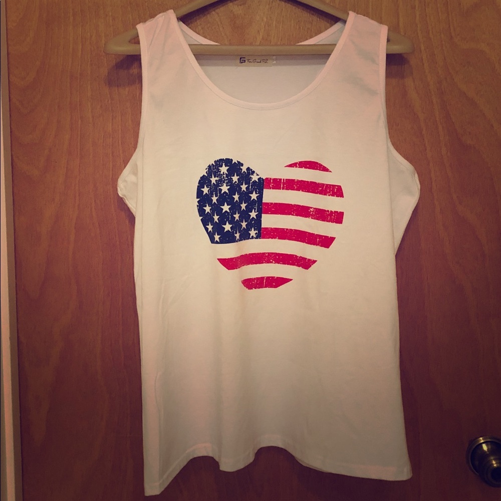 White Stars and Stripes Graphic Tee Tank Top